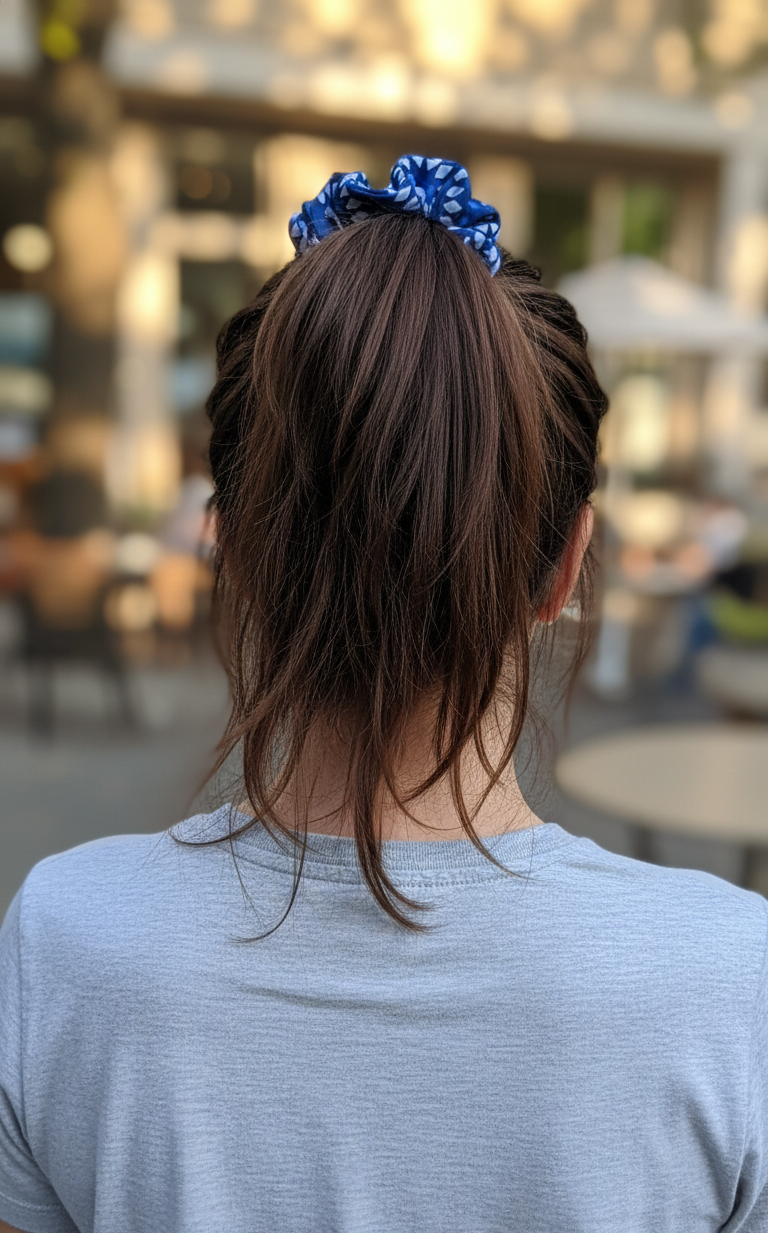 Handmade Indigo Blue Block Print Scrunchie | Boho Cotton Hair Accessory | Eco-Friendly Anti-Breakage Hair Tie for Thick or Thin Hair