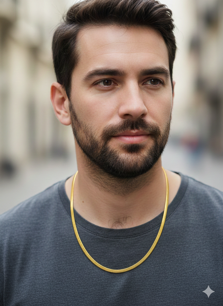 Sleek Gold Plated Men's Snake Chain Necklace