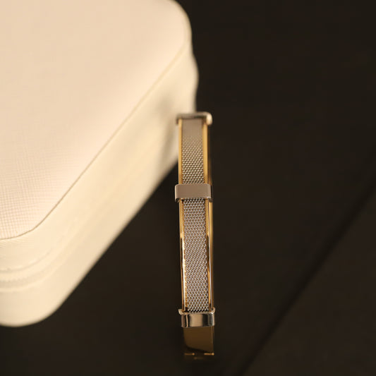 Men's Gold & Silver Mesh Bracelet | Stainless Steel Two-Tone Jewelry