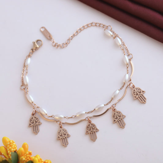 Evil Eye & Pearl Chain Bracelet