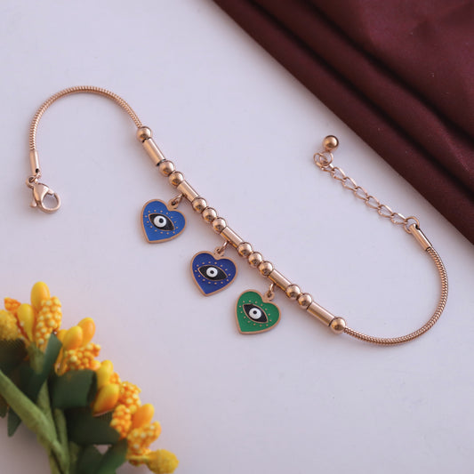 18K Rose Gold Plated Stainless Steel Evil Eye Bracelet