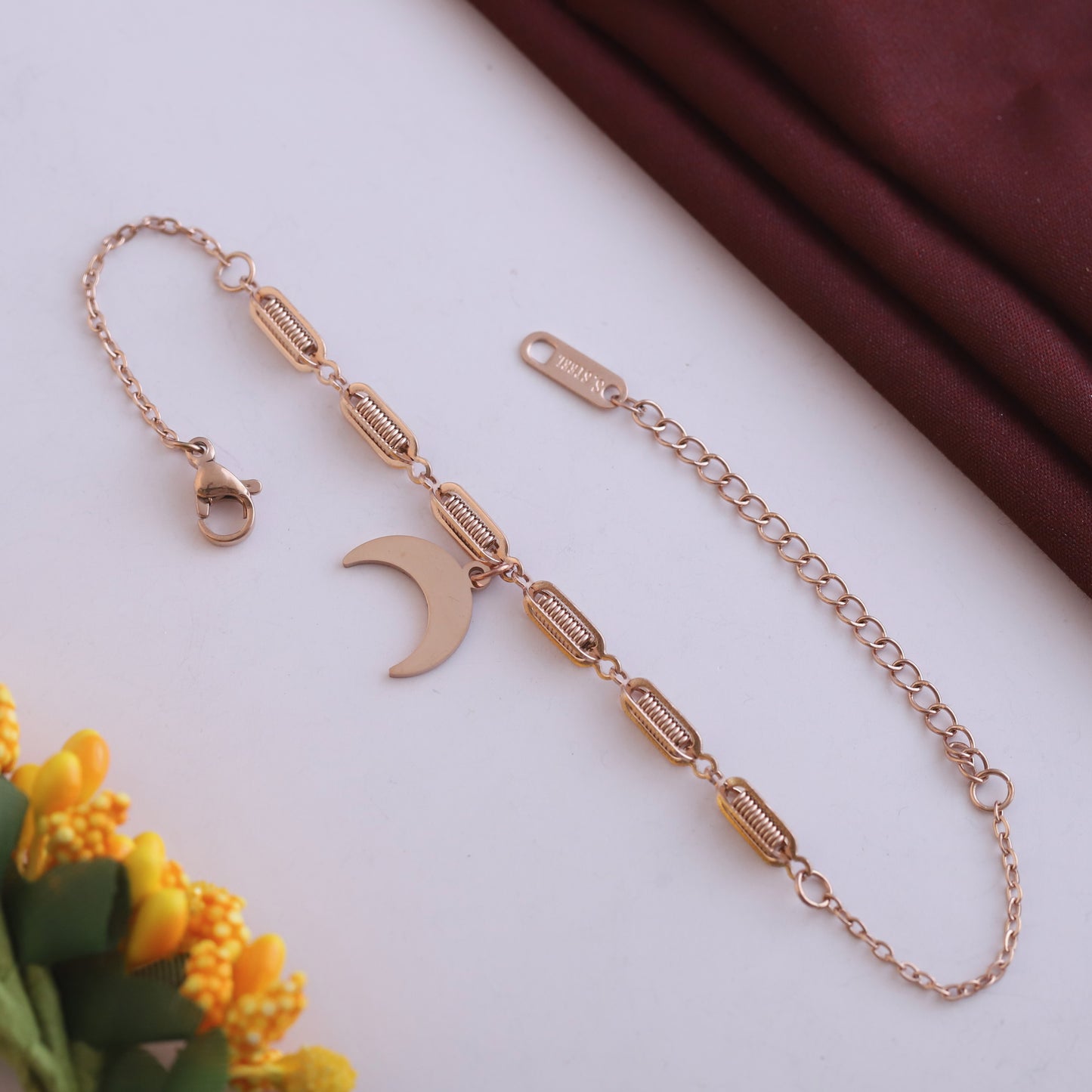 Adjustable Rose Gold Dainty Charm Bracelet | Waterproof & Skin-Friendly