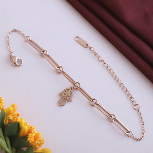 18K Rose Gold Plated Evil Eye Bracelet | Anti-Tarnish Stainless Steel Chain