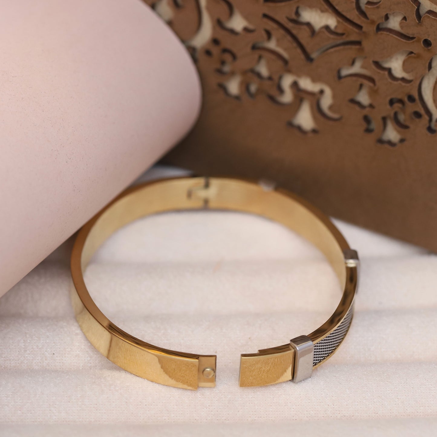 Men's Gold & Silver Mesh Bracelet | Stainless Steel Two-Tone Jewelry