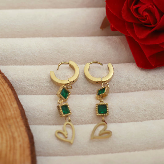 Gold Plated Stainless Steel Drop Earrings