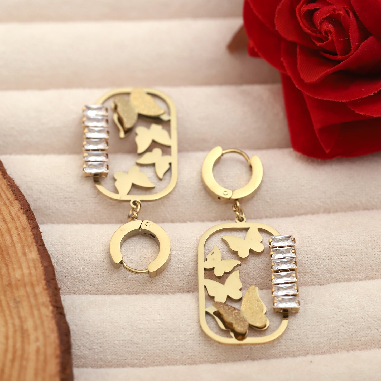 Gold Plated Stainless Steel Hanging Earrings