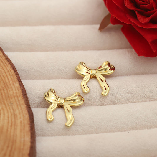 Elegant Gold Bow Hoops