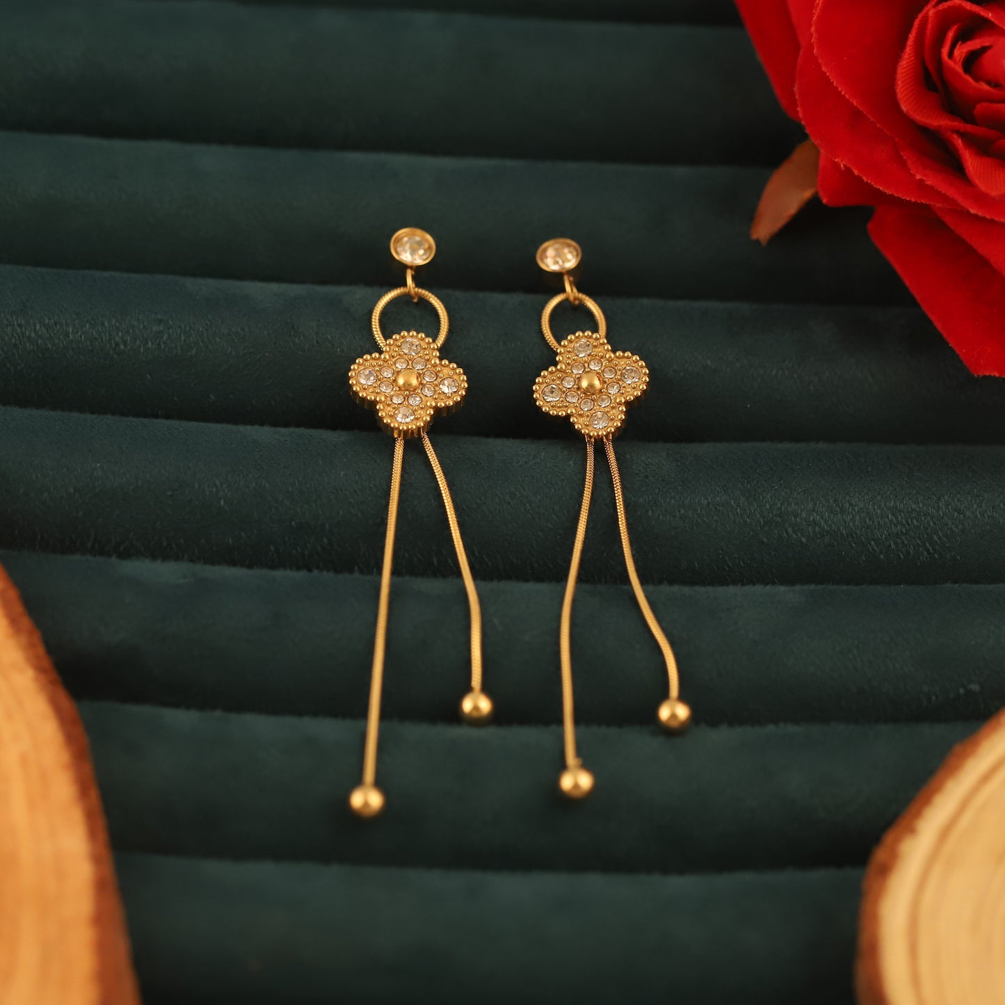 Elegant 22k Gold Plated Hanging Earrings
