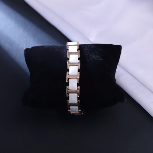 Rose Gold & White Link Bracelet | Modern Elegant Jewelry