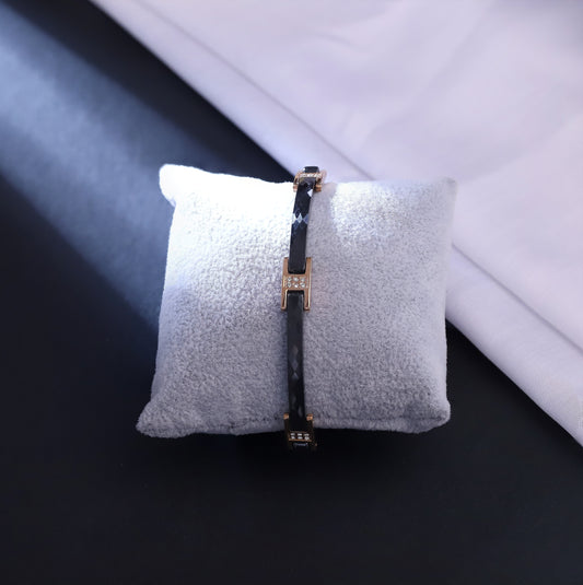 Men's Diamond & Rose Gold-Tone Leather Bracelet | Luxury Link Bracelet