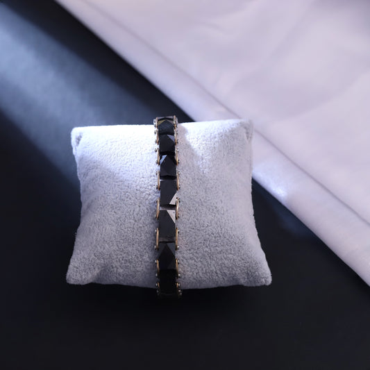 Sleek Black Ceramic & Gold-Tone Link Bracelet for Men | Modern Minimalist Jewelry