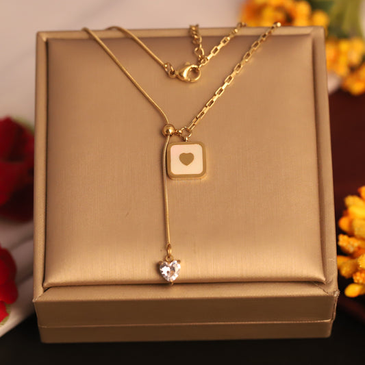 Elegant Daily Wear Heart Charm Necklace | Waterproof Anti-Tarnish Jewelry
