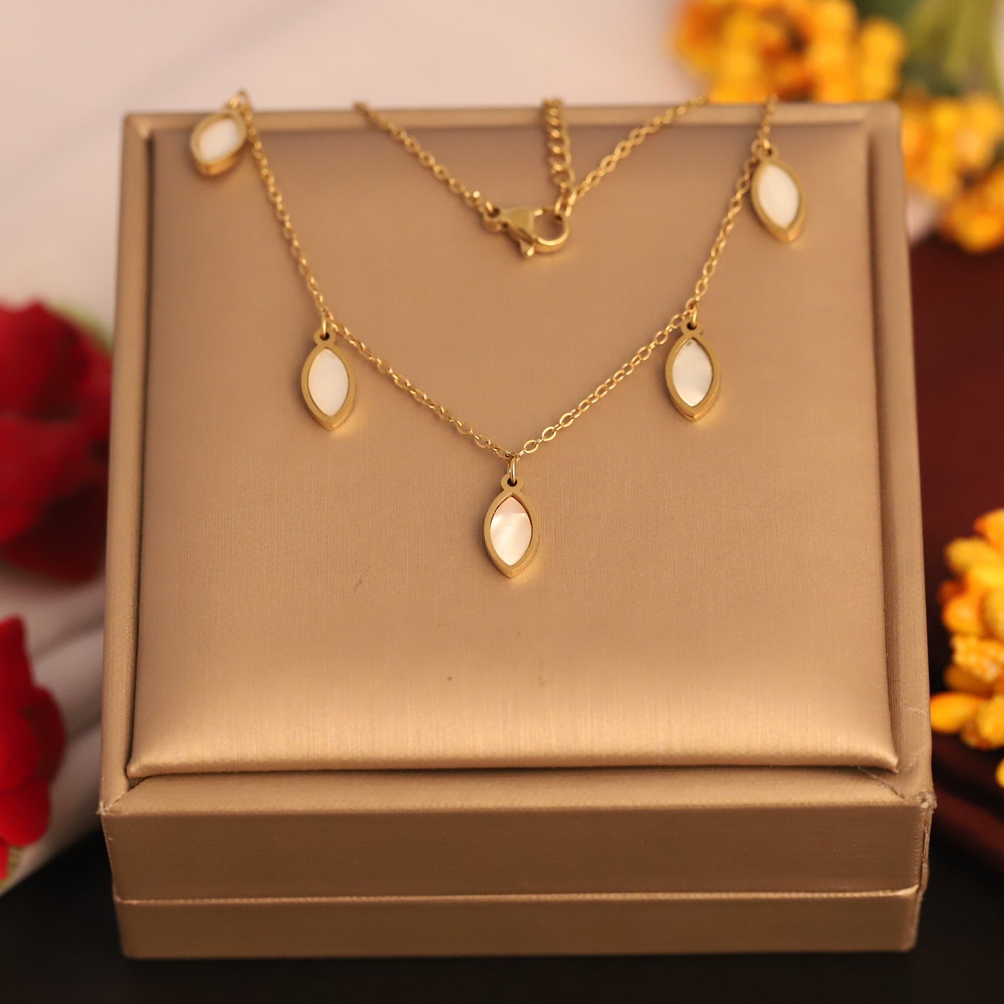 Dainty White Stone Charm Necklace | Everyday Gold Chain for Women