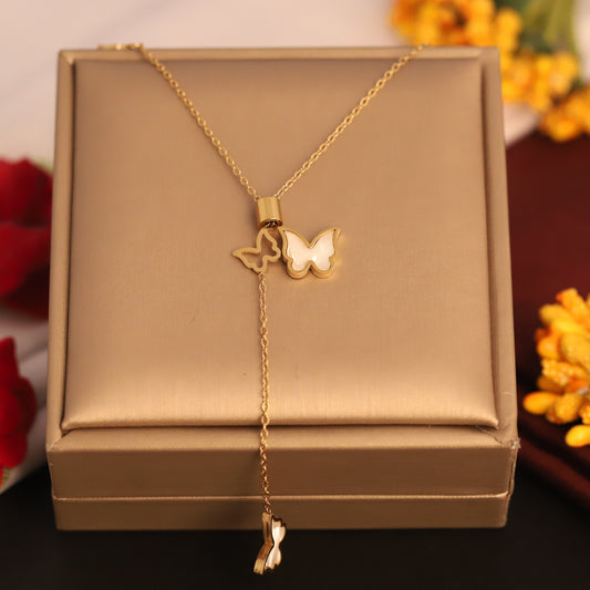 Layered Puffed Heart Charm Necklace | Gold Plated Romantic Jewelry
