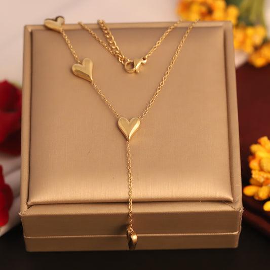 Double Layer Heart Pendant Necklace | Gold Plated Jewelry