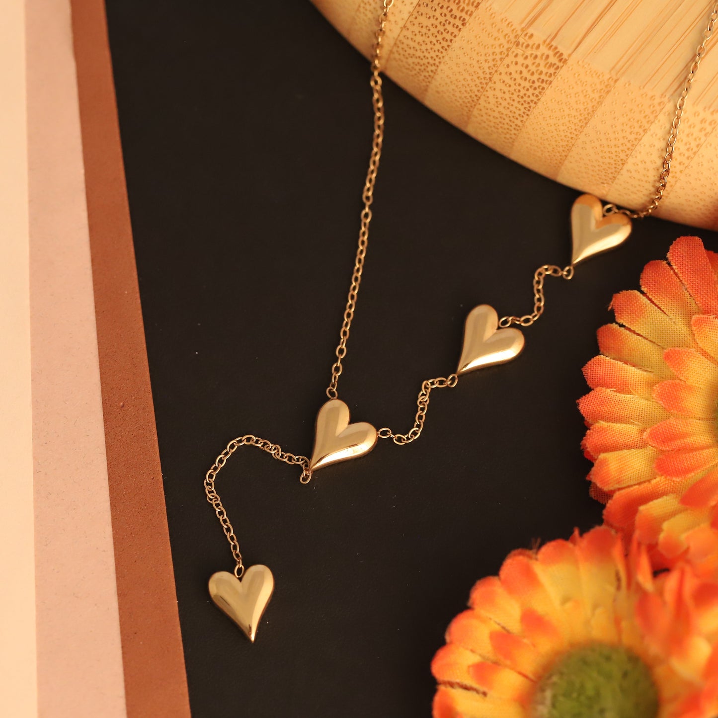 Double Layer Heart Pendant Necklace | Gold Plated Jewelry