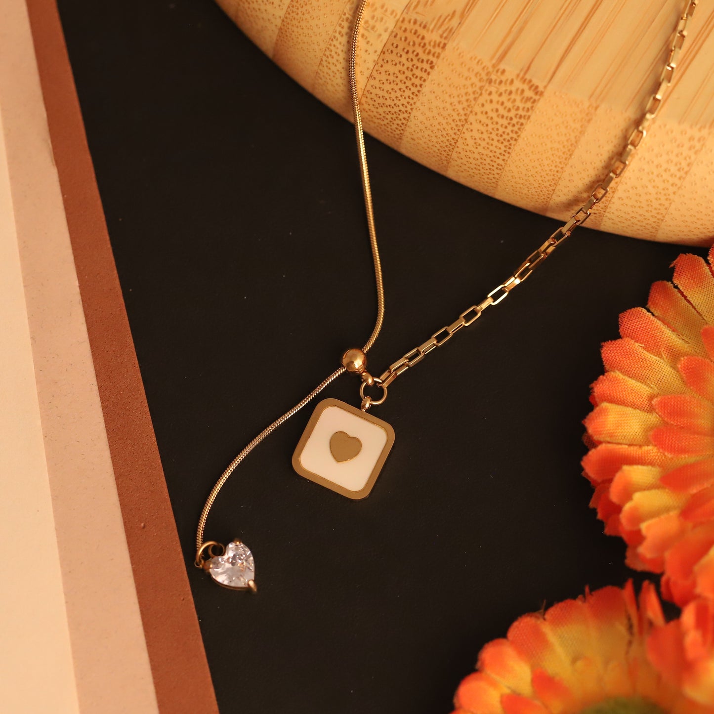 Elegant Daily Wear Heart Charm Necklace | Waterproof Anti-Tarnish Jewelry
