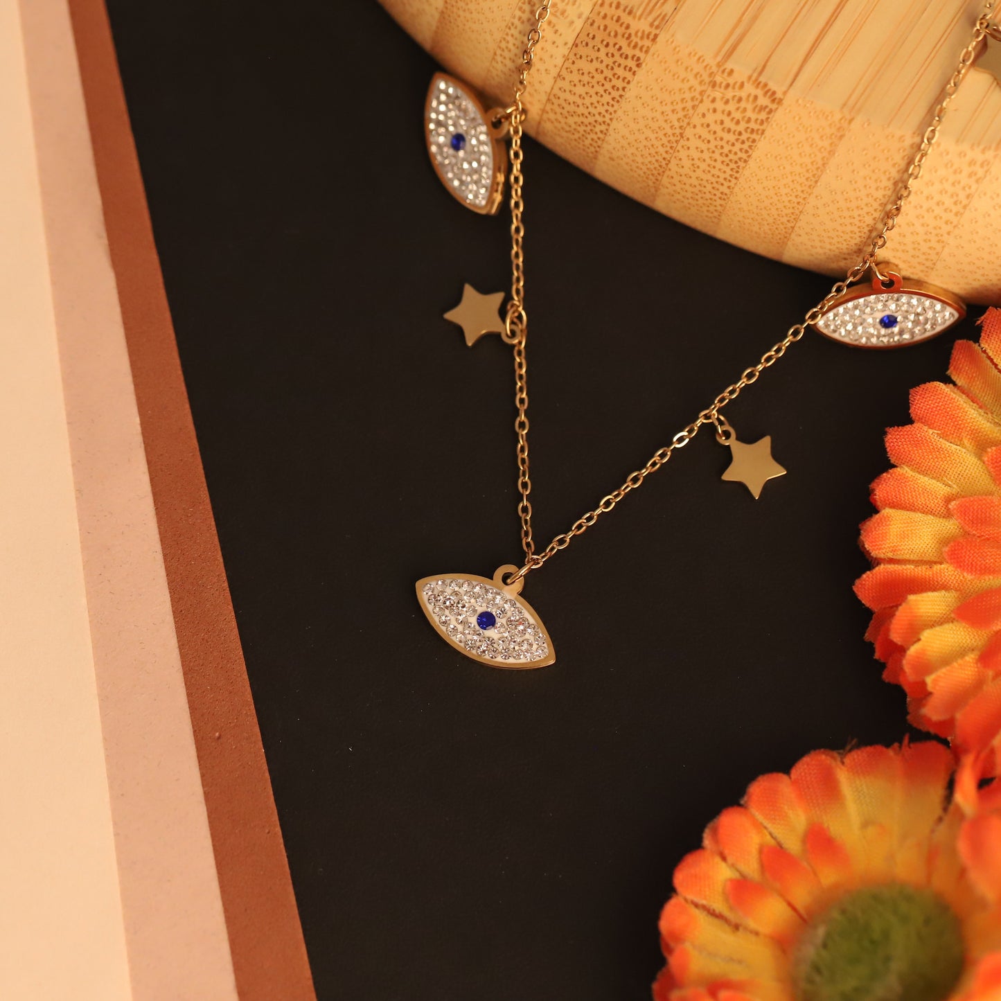 Evil Eye & Pave Star Necklace | Gold Layered Protection Jewelry