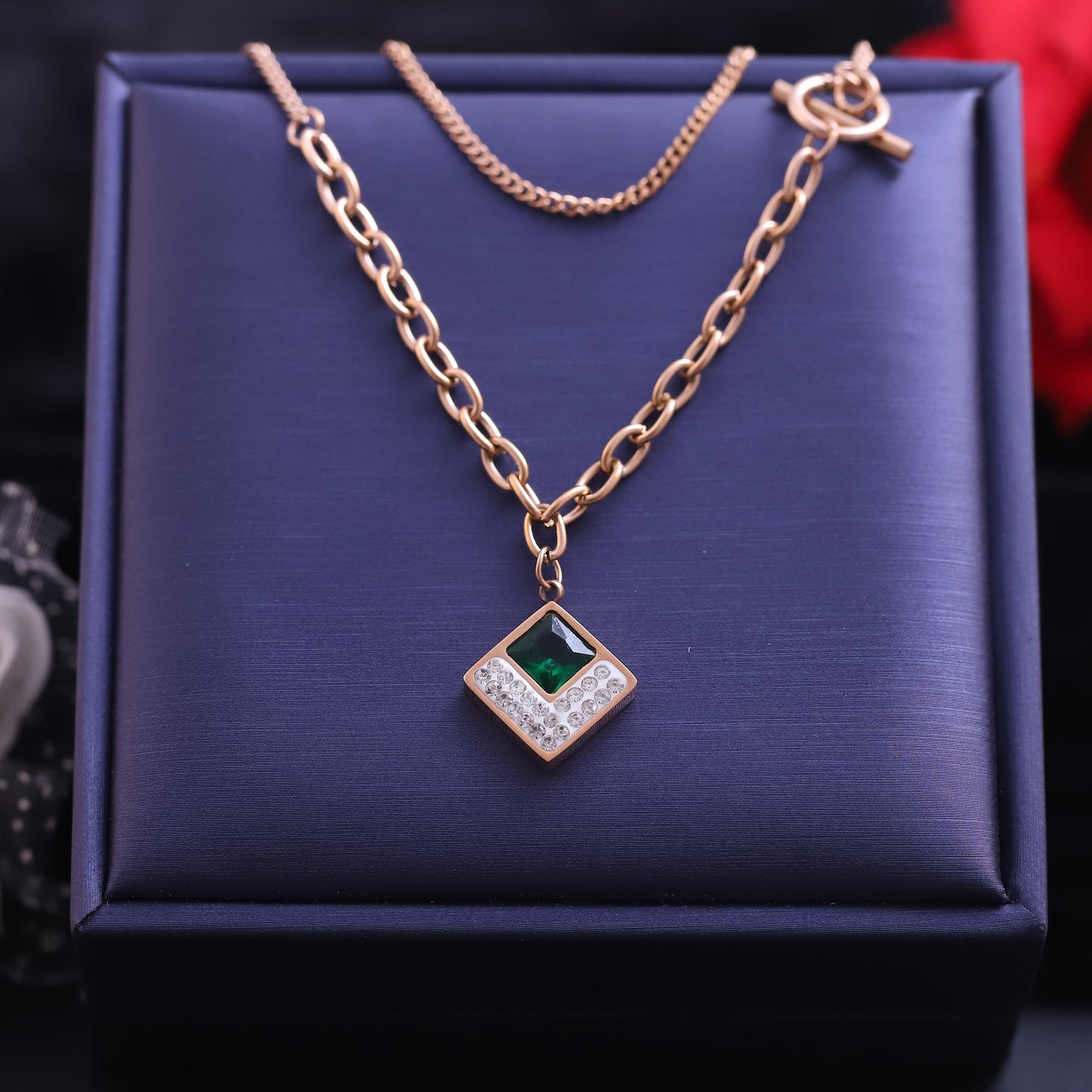 Rose Gold Layered Eye and Zirconia Necklace | Evil Eye Protection Jewelry