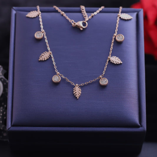 Rose Gold Moon and Star Necklace | Black Zirconia Celestial Pendant
