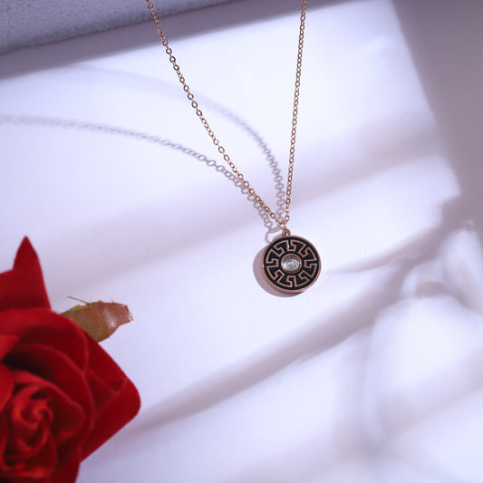 Rose Gold Greek Key Pattern Necklace Set