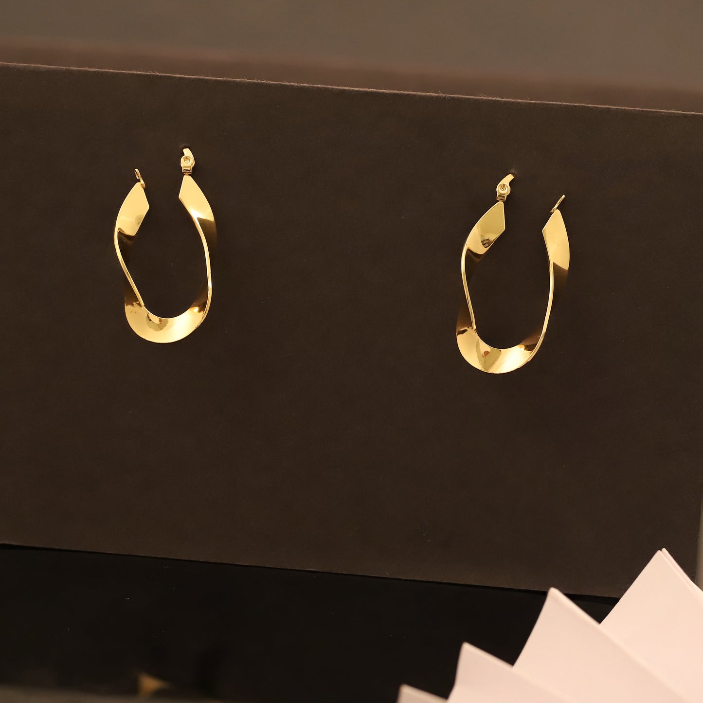 Twisted Gold C-Hoop Earrings - Modern Sculptural Dangle Jewelry