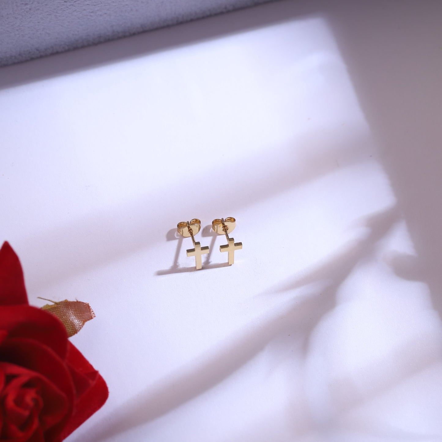 Gold Snake Chain Cross & Crystal Dangle Necklace Set | Faith-Inspired Jewelry