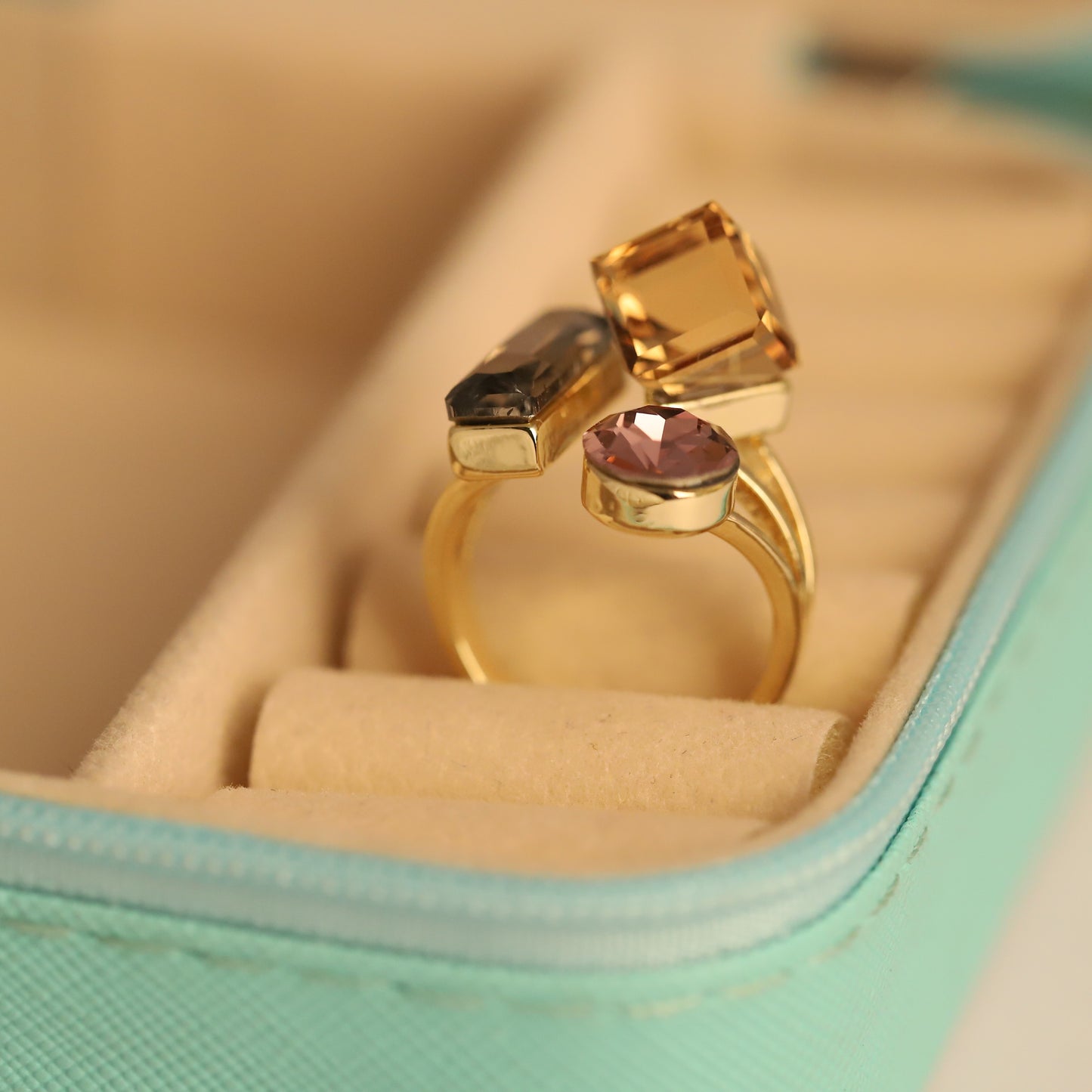 Gold Multi-Stone Bypass Ring