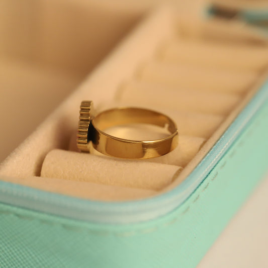 Pink Clover Ring Gold