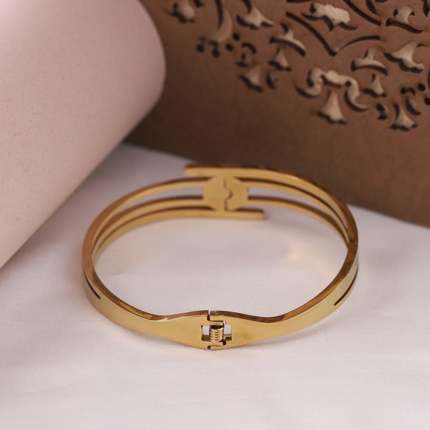 22K Gold Plated Stainless Steel Openable Kada Bracelet | Anti-Tarnish & Daily Wear