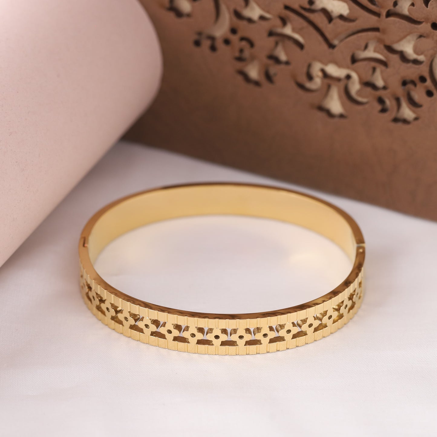 22K Gold Plated Stainless Steel Kada Bracelet for Women | Anti-Tarnish & Hypoallergenic