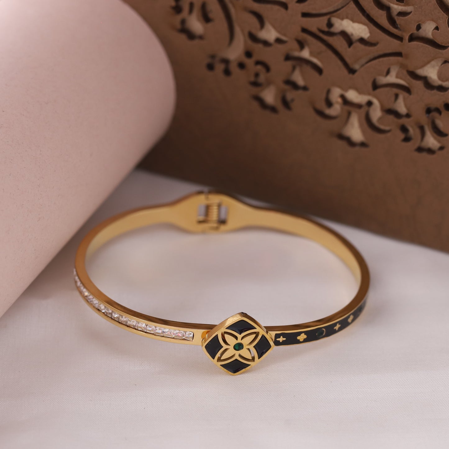 22K Gold Plated Stainless Steel Kada Bracelet for Women | Anti-Tarnish & Adjustable