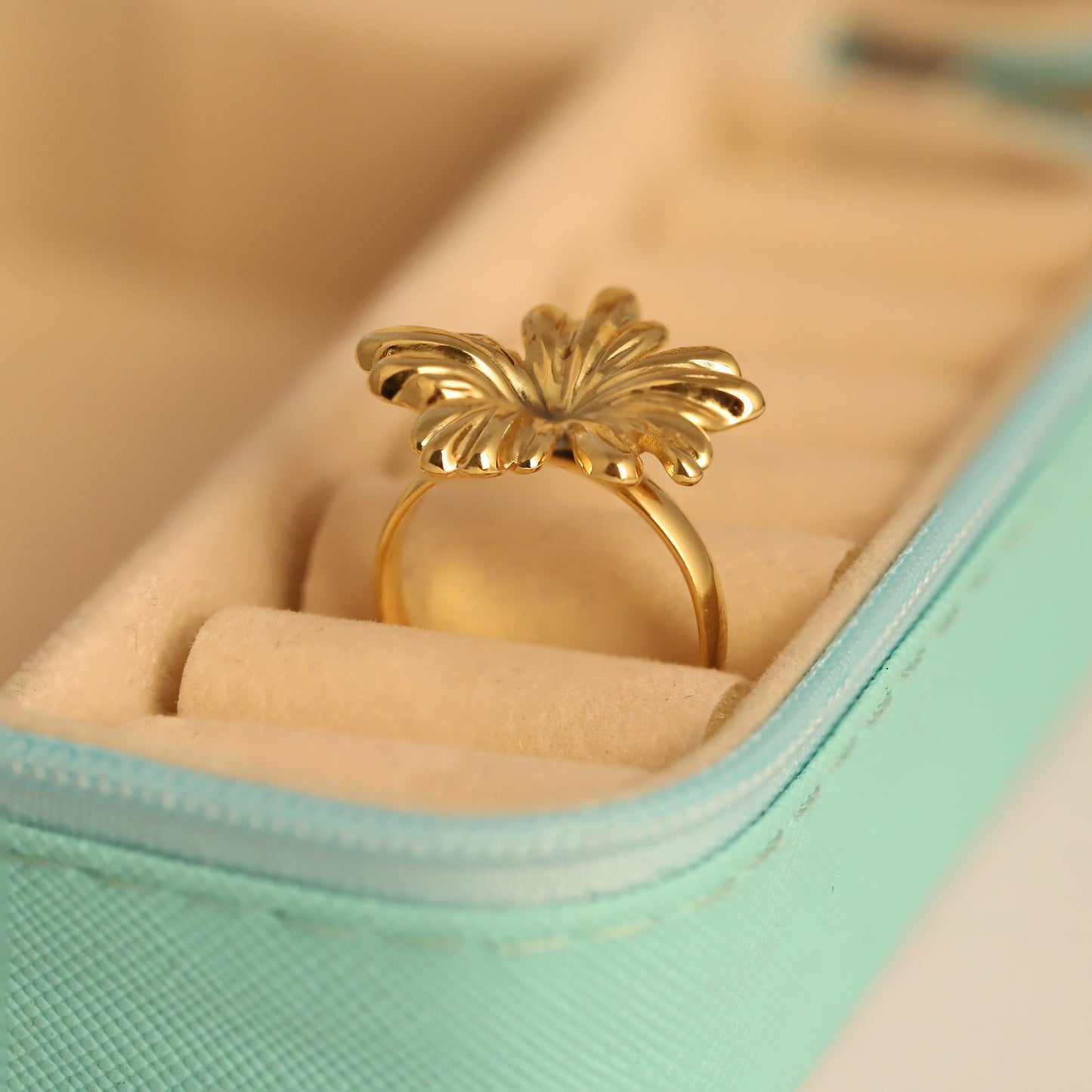 22K Gold Plated Floral Statement Ring | Stainless Steel Flower Design