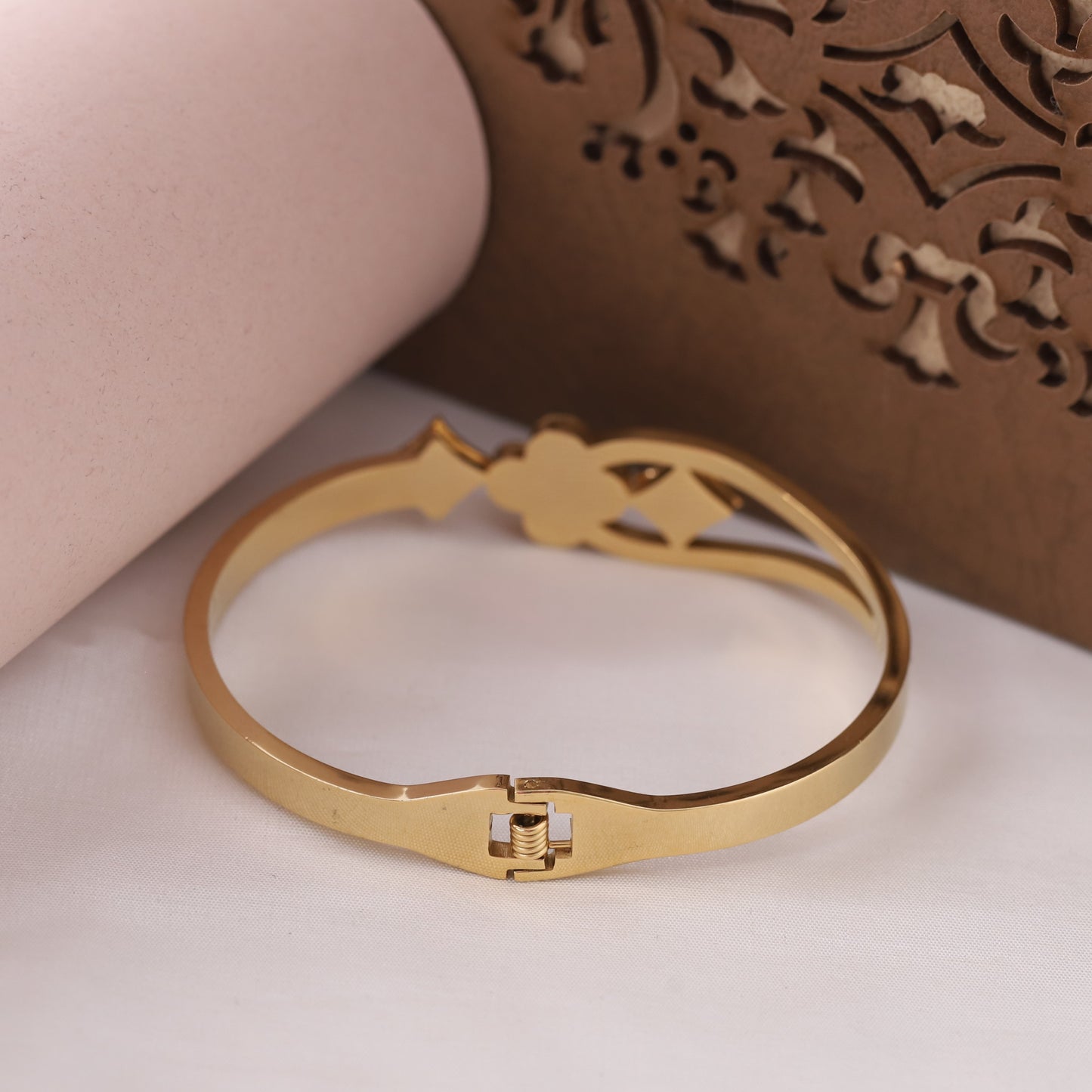 Anti-Tarnish Rose Gold Bangle with Black & Crystal Details | Fashion Bracelet