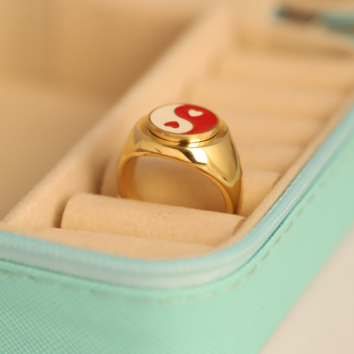 Gold Yin Yang Heart Ring