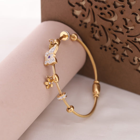 22K Gold Plated Butterfly Evil Eye Bracelet