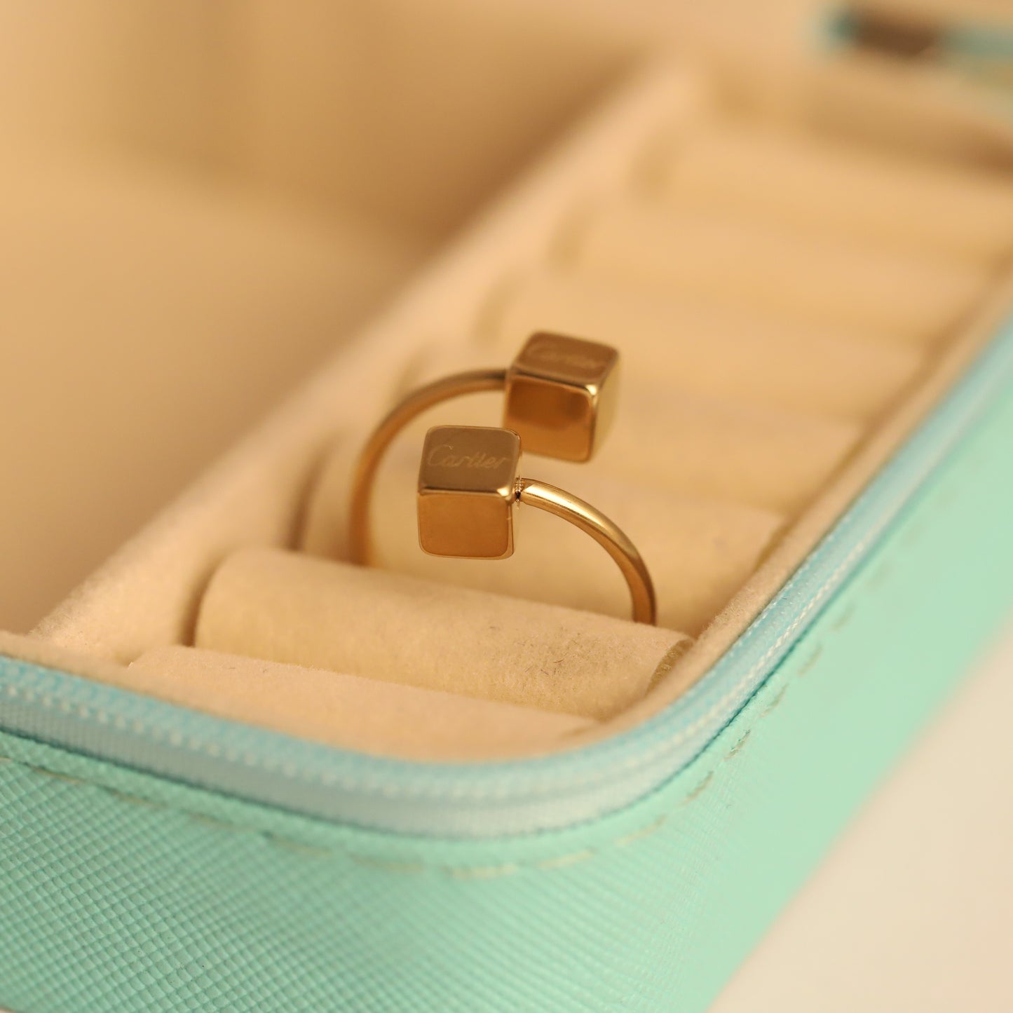 Minimalist Gold Square Open Ring - Adjustable Modern Jewelry