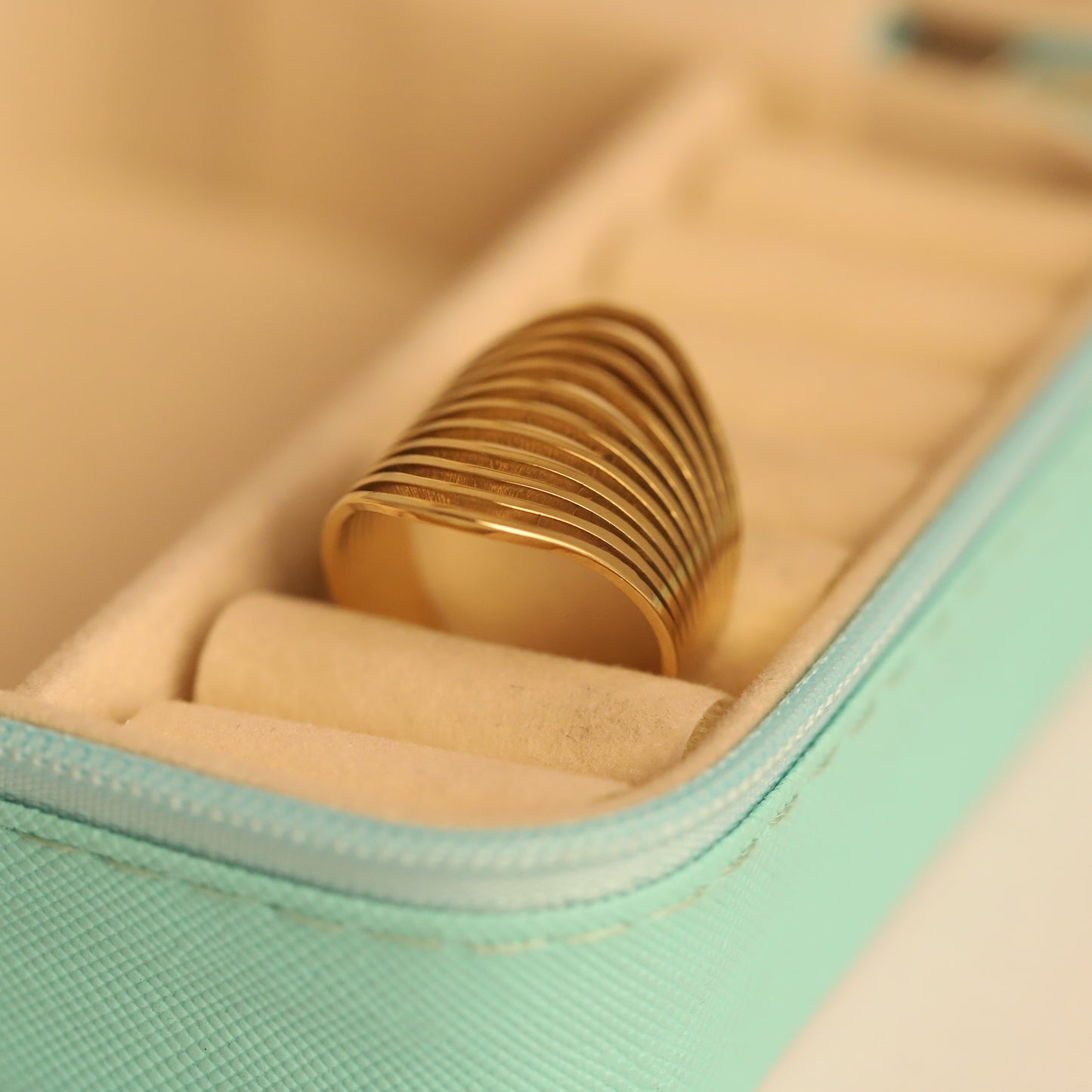 Statement Gold Wave Ring - Elegant Multi-Layered Adjustable Jewelry