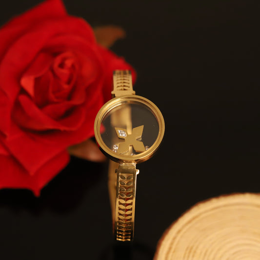 Chic Gold Letter X Bangle with Floating Crystals | Personalized Initial Bracelet