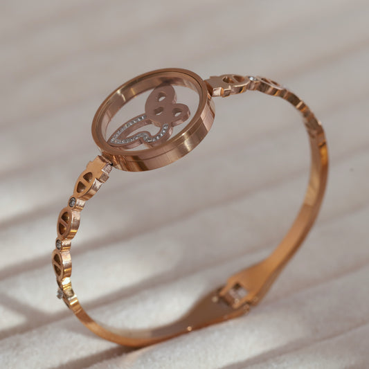 Elegant 18k Rose Gold Plated Resin Art Bracelet