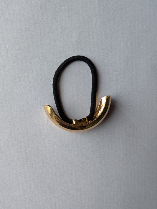 Modern Gold Curved Hair Tie | Minimalist Metal Hair Elastic | Sleek Ponytail Holder