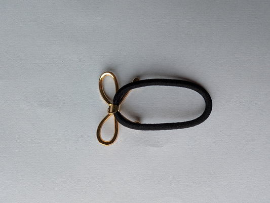 Elegant Gold Bow Hair Tie with Crystals | Dainty Bowknot Hair Elastic | Chic Hair Accessory