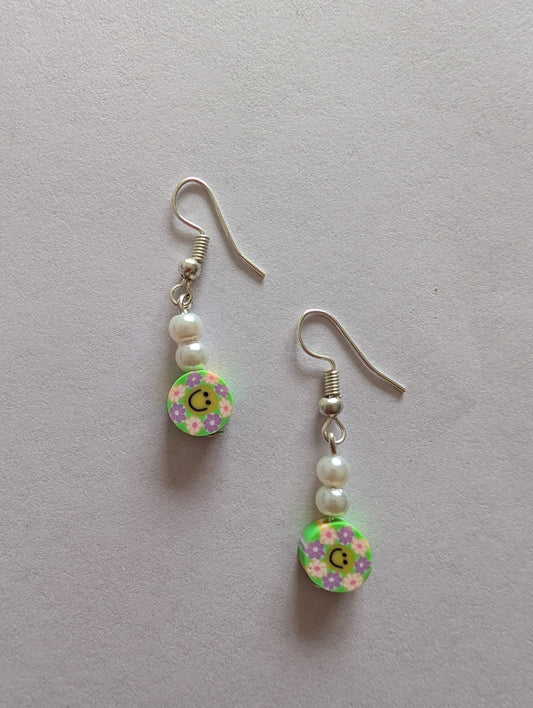 Smiley Green Drop Earrings