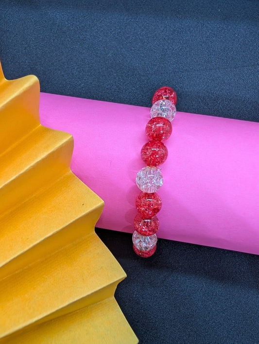Red-White Crystal Clear Bracelet