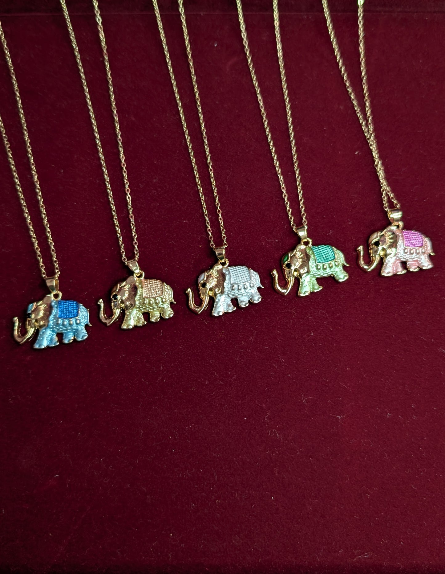 Rose Gold Elephant Pendant Necklace – Blue Enamel Lucky Elephant Charm Jewelry for Women