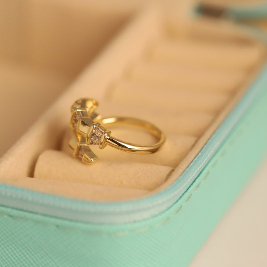 Dazzling Gold Baguette & Pave CZ Ring