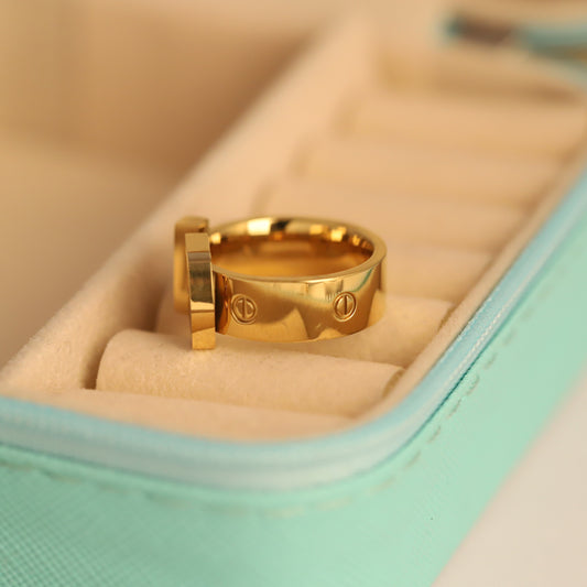 22K Gold Plated Belt Buckle Ring | Stainless Steel Designer Inspired Ring