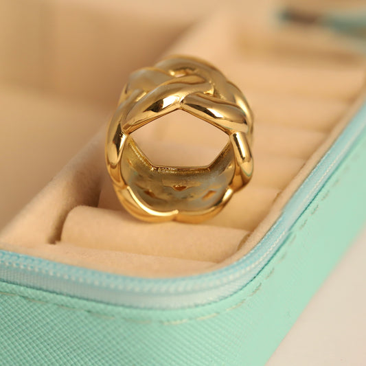 Bold Gold Tone Knot Ring | Waterproof Daily Wear Anti-Tarnish Puzzle Ring