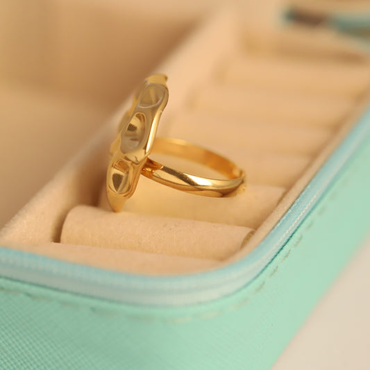 22K Gold Plated Abstract Textured Ring | Stainless Steel Dome Statement