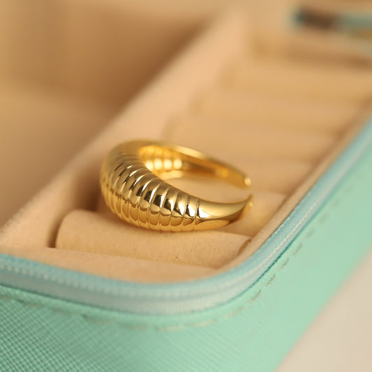 22K Gold Plated Fluid Dome Ring | Stainless Steel Bubble Design Ring
